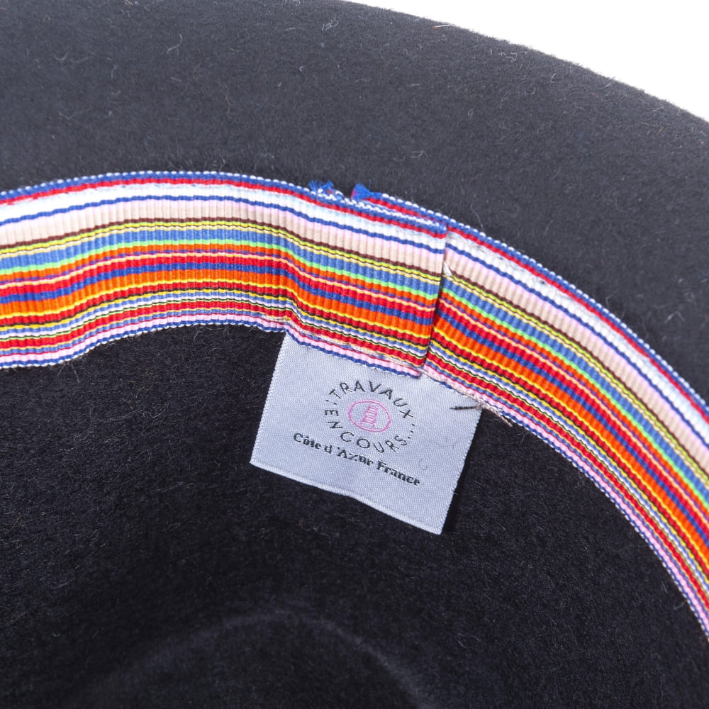 Felt fedora hat, leather strop, non stitched brim