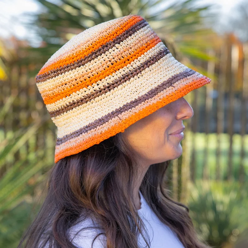 Stripes - raffia bucket hat