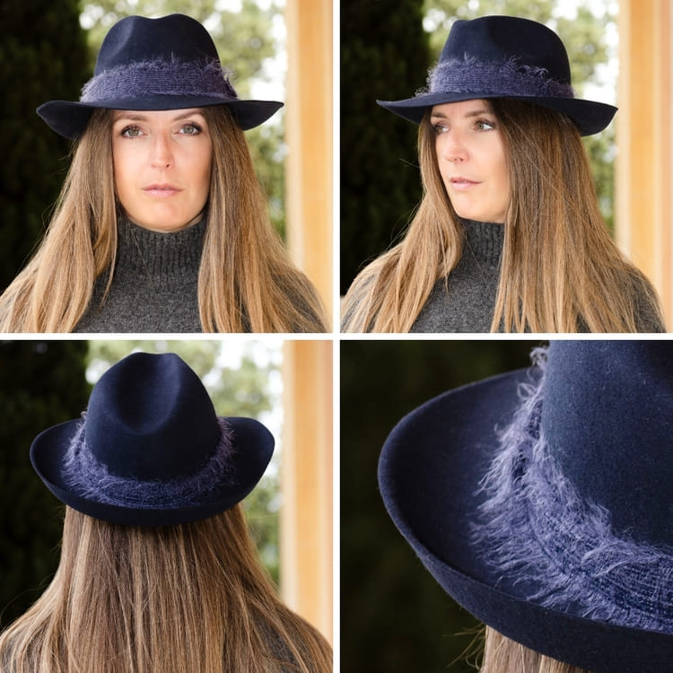 felt fedora hat, mohair ribbon