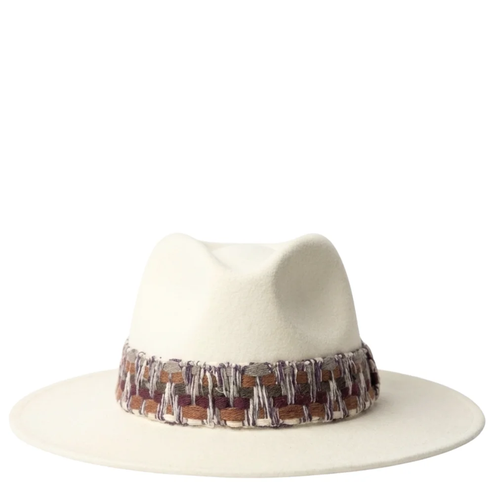 Felt fedora hat wide-brimmed ETHNIC BRAID