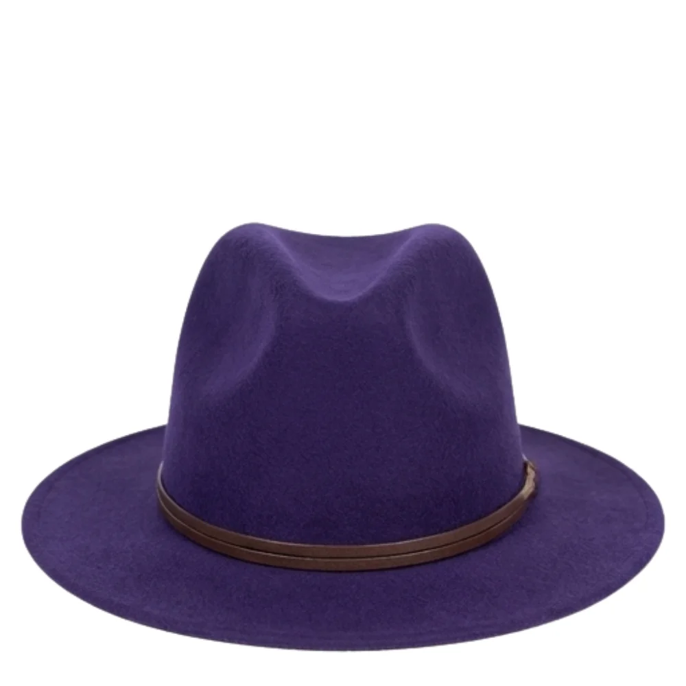 Felt fedora hat leather strop, stitched brim