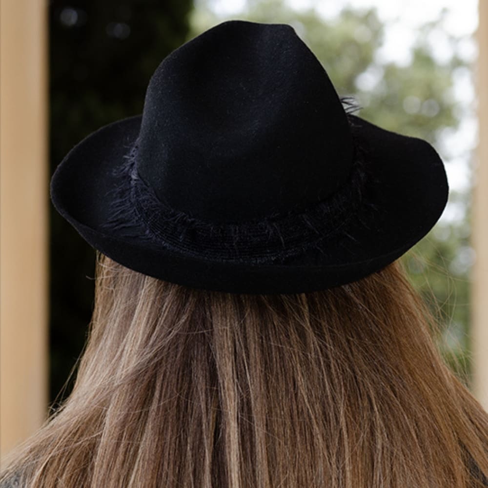 felt fedora hat, mohair ribbon