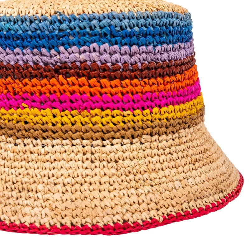 Stripes - raffia bucket hat