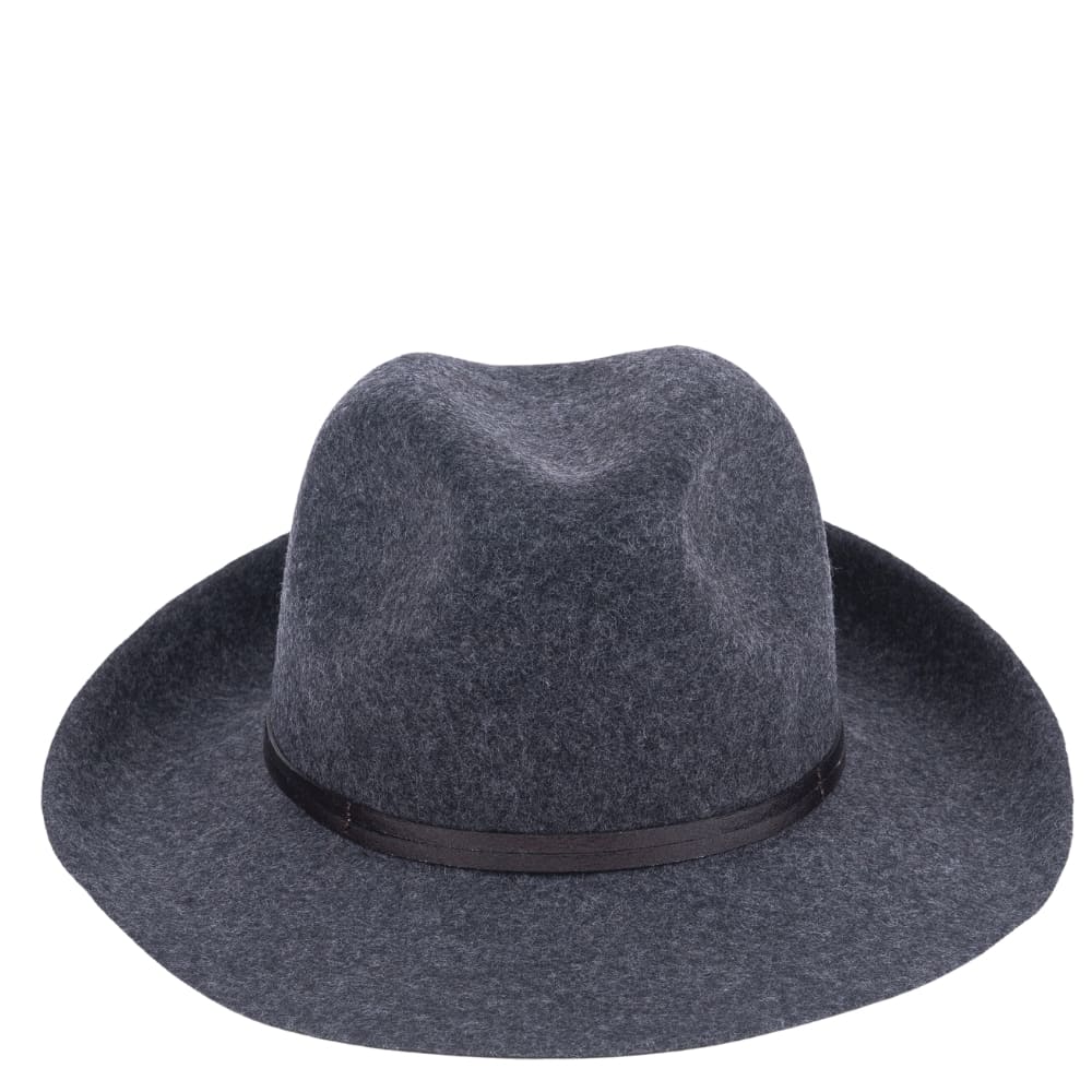 Felt fedora hat, leather strop, non stitched brim