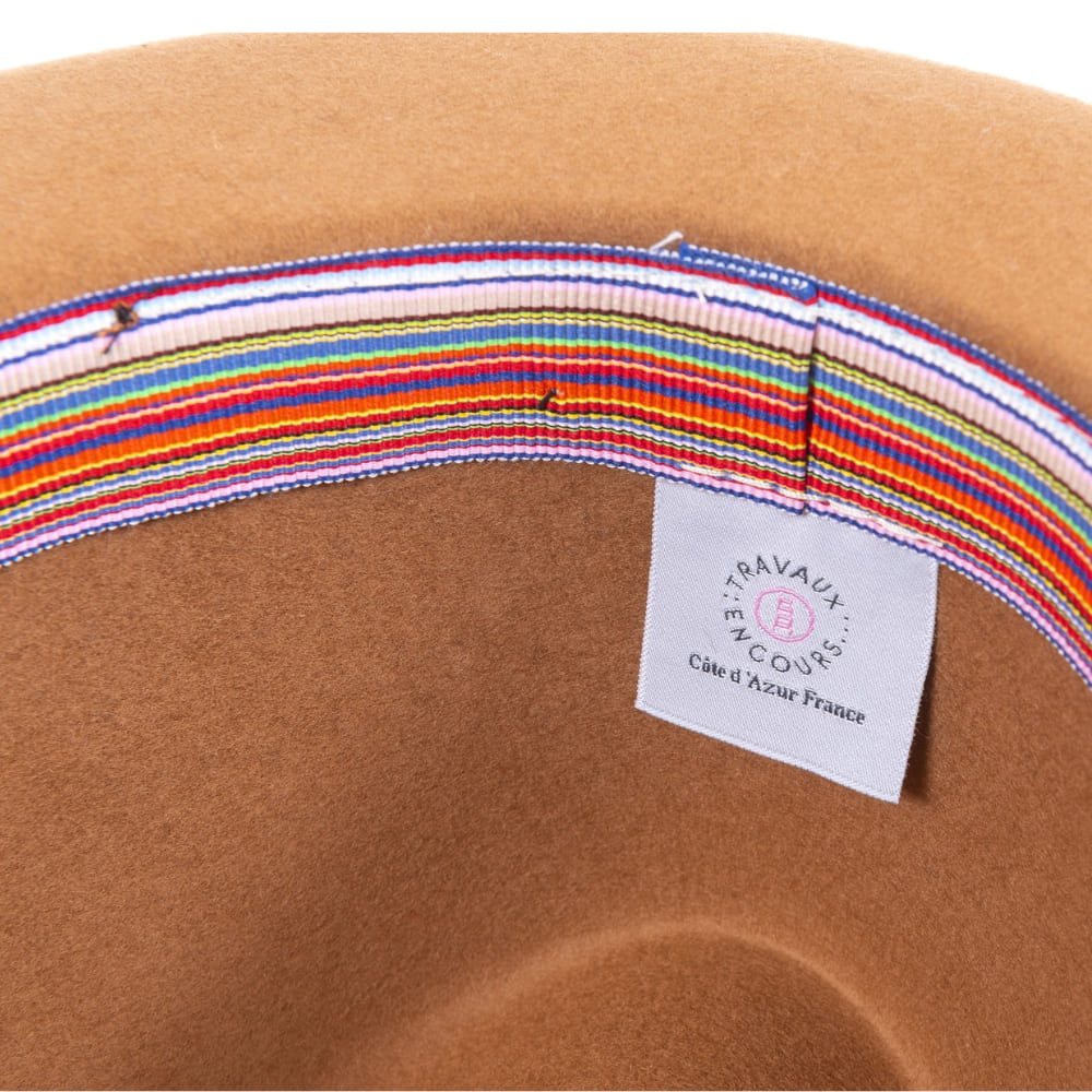 Felt fedora hat, leather strop, non stitched brim