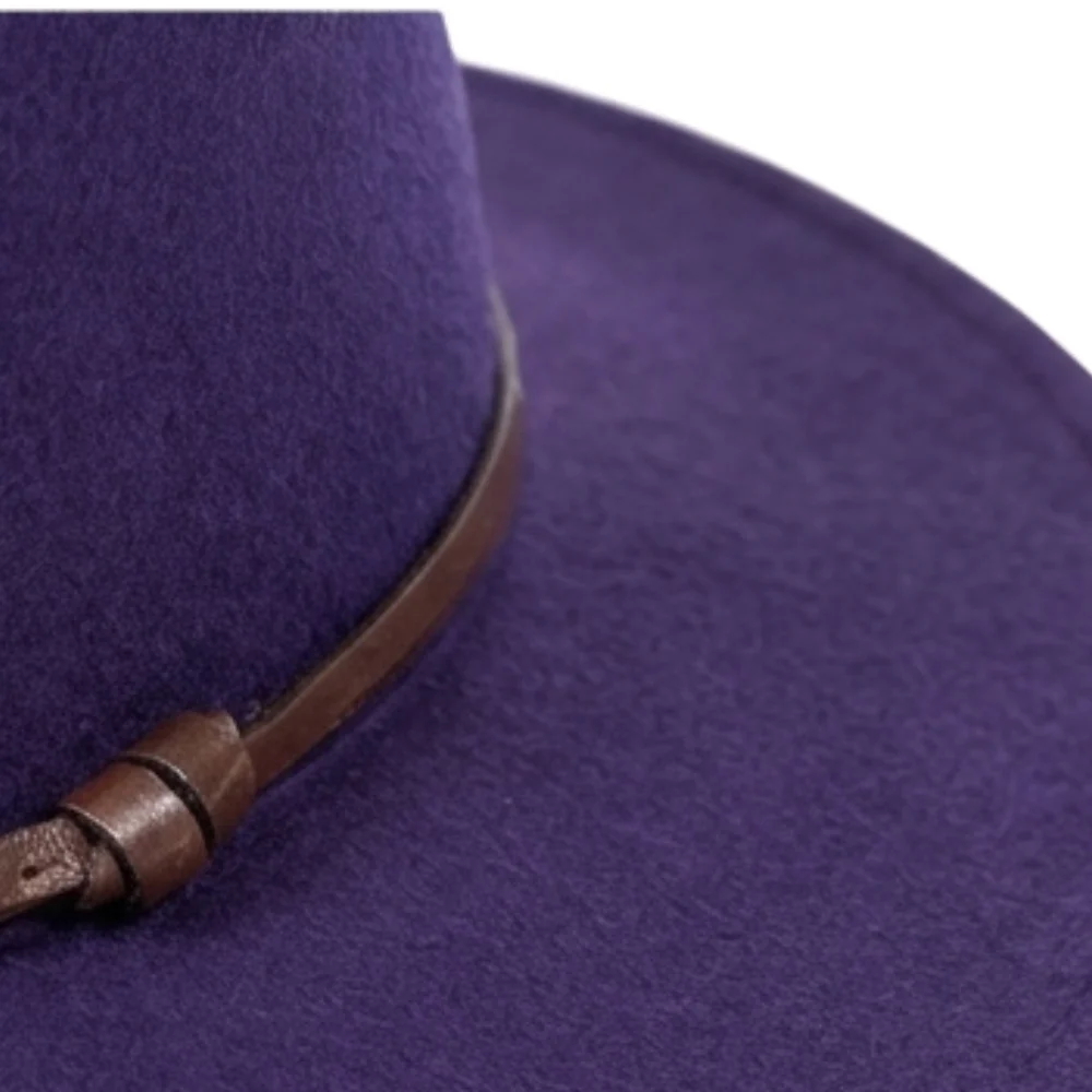 Felt fedora hat leather strop, stitched brim