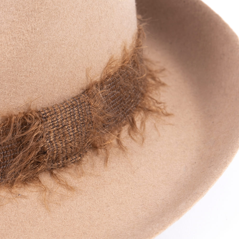 felt fedora hat, mohair ribbon