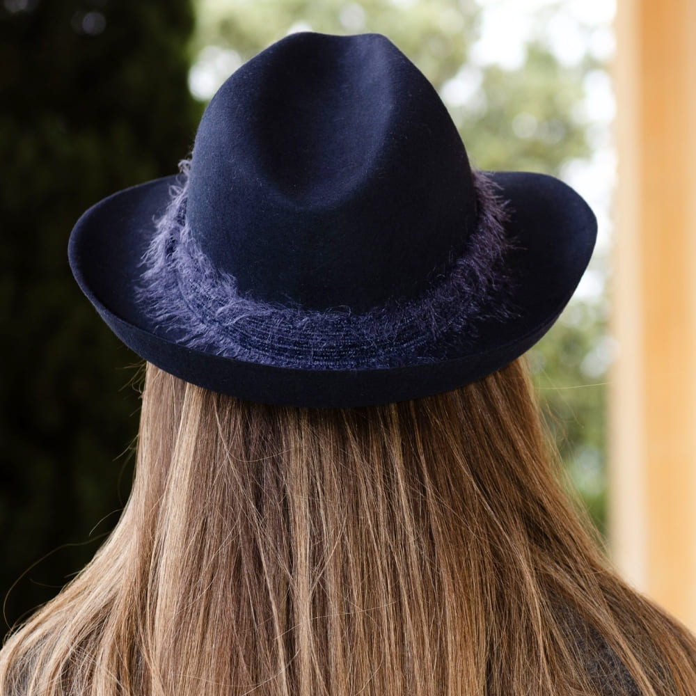 felt fedora hat, mohair ribbon