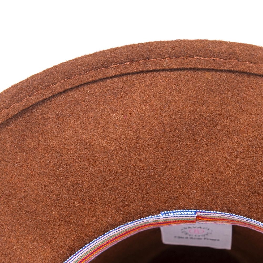 Felt fedora hat leather strop, stitched brim