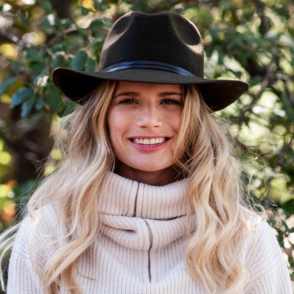 Felt fedora hat, leather strop, non stitched brim