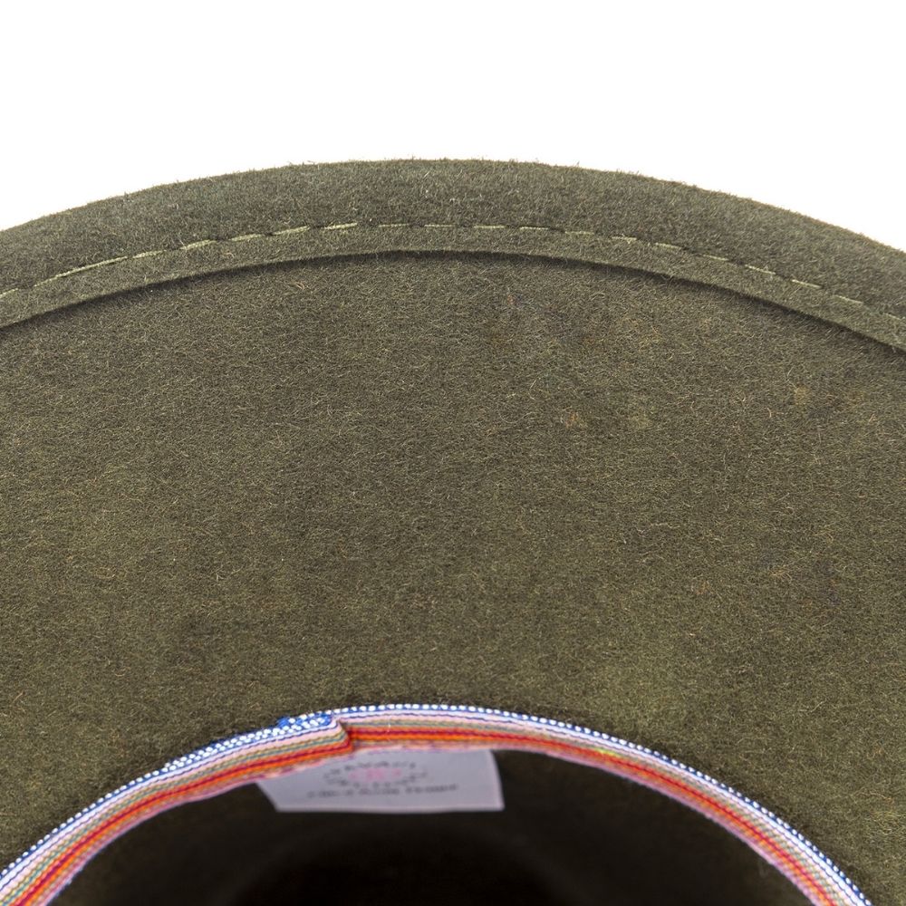 Felt fedora hat leather strop, stitched brim