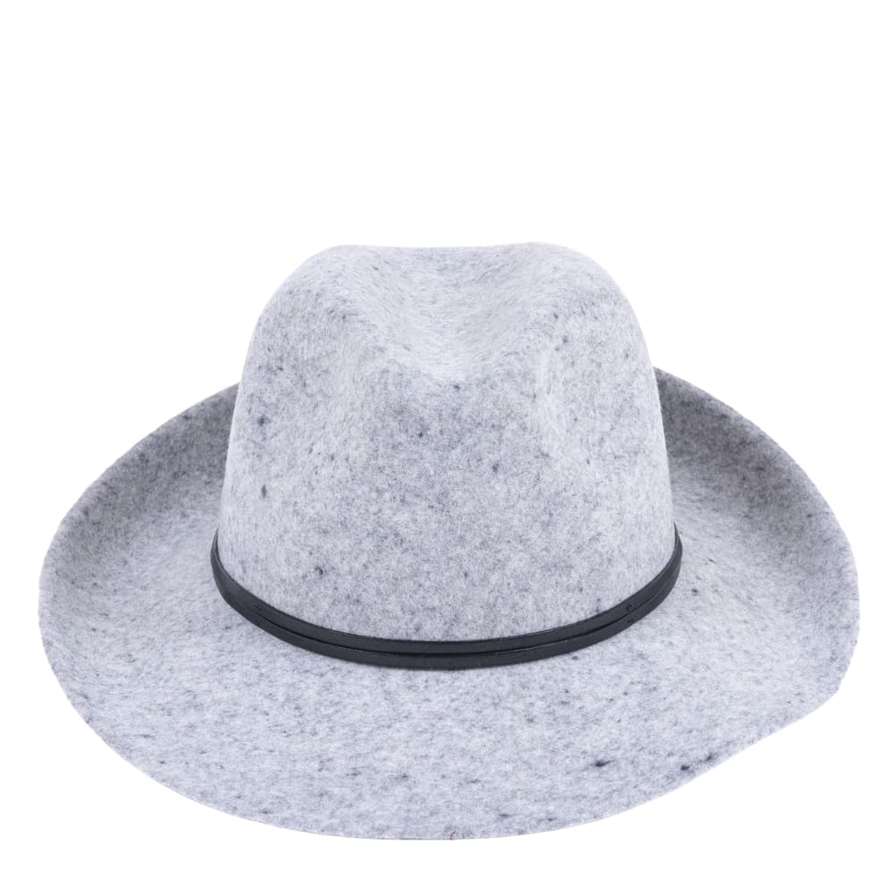 Felt fedora hat, leather strop, non stitched brim