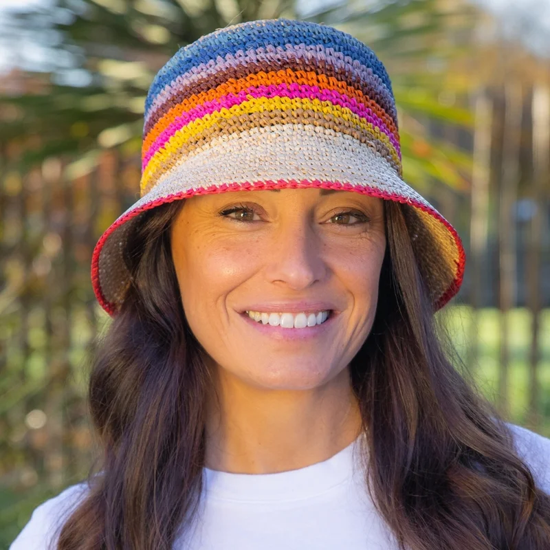 Stripes - raffia bucket hat