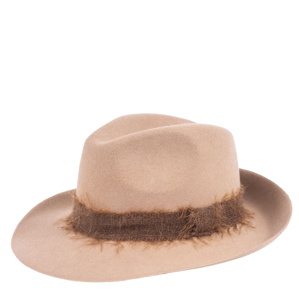 felt fedora hat, mohair ribbon
