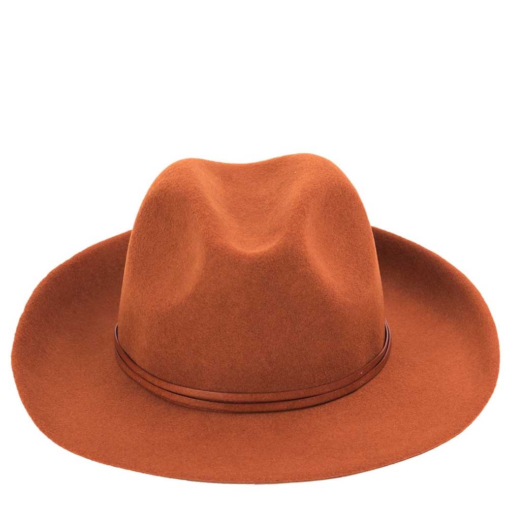Chapeau feutre, lien cuir, bord non cousu