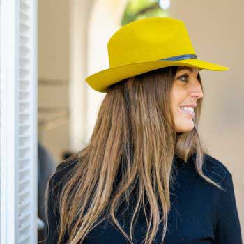 Felt fedora hat, leather strop, non stitched brim