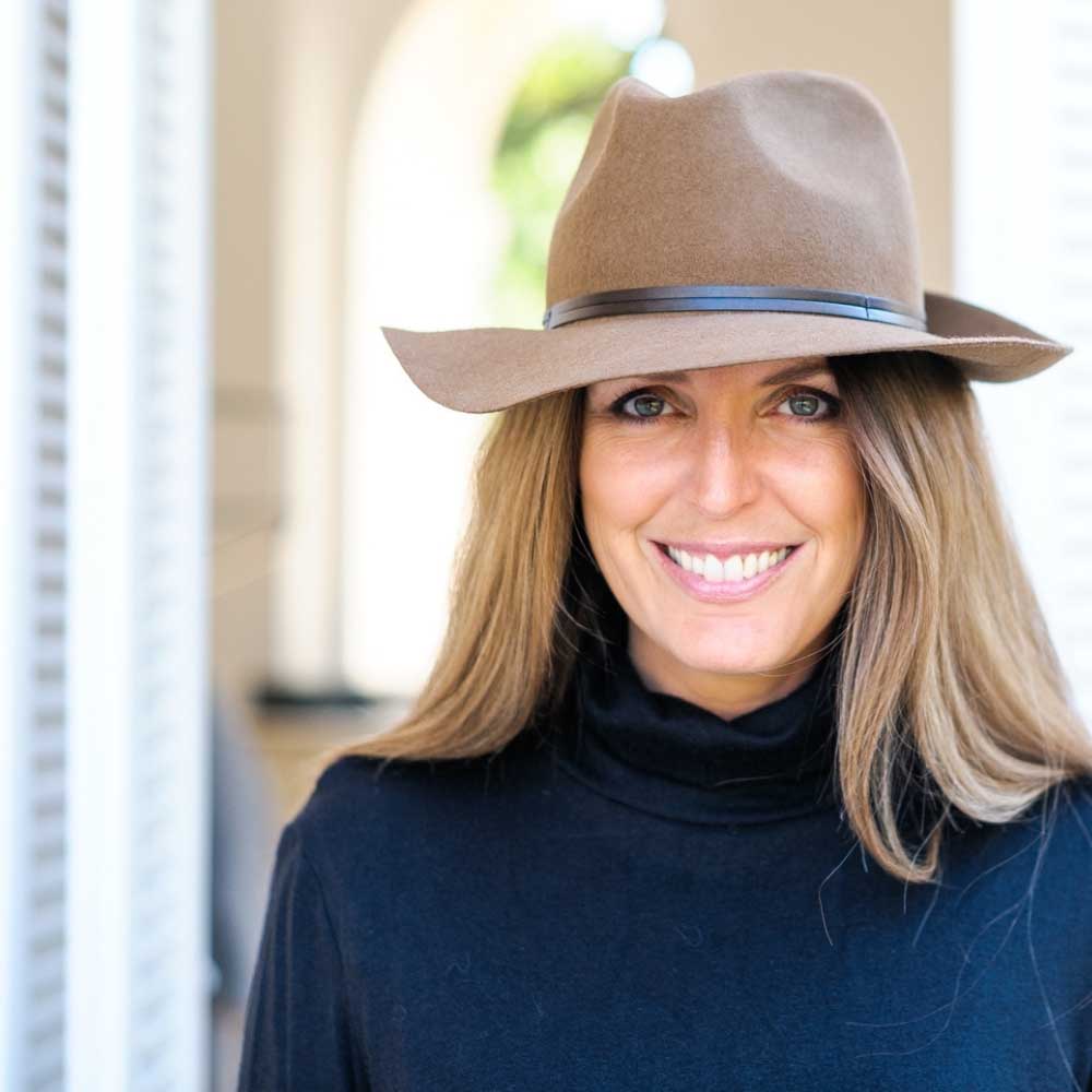 Felt fedora hat, leather strop, non stitched brim