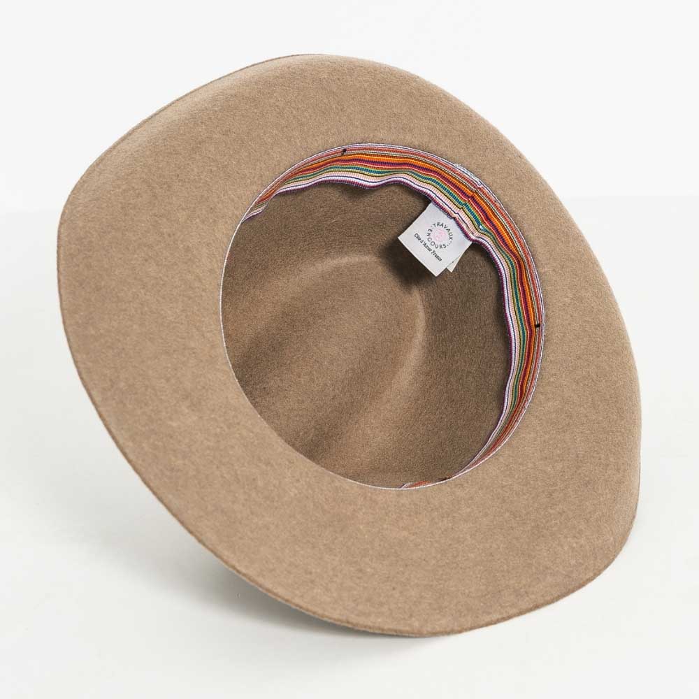 Felt fedora hat, leather strop, non stitched brim