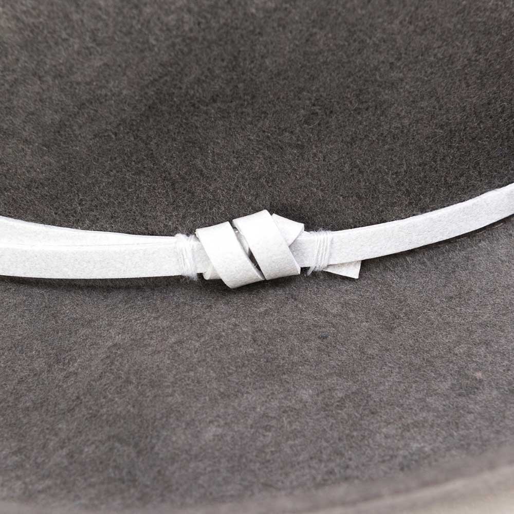 Felt fedora hat, leather strop, non stitched brim