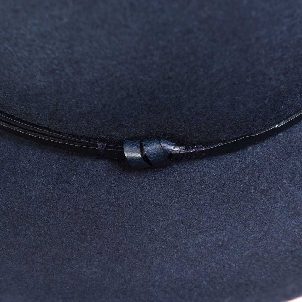 Felt fedora hat, leather strop, non stitched brim