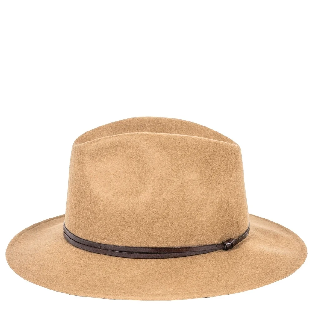 Felt fedora hat leather strop, stitched brim