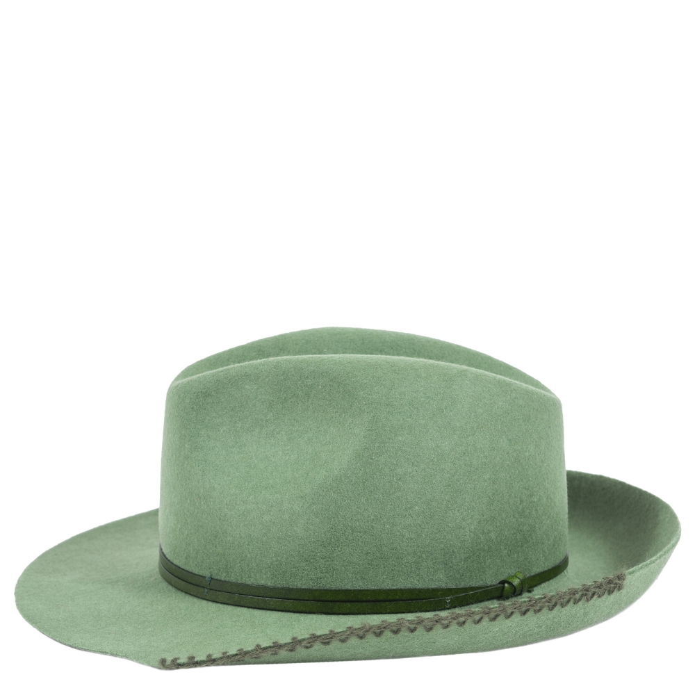 Chapeau feutre lien cuir & tricot