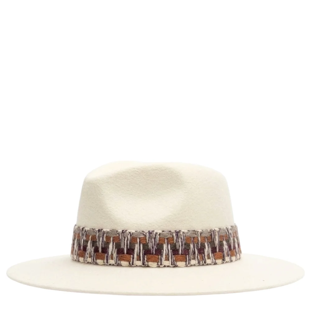 Felt fedora hat wide-brimmed ETHNIC BRAID