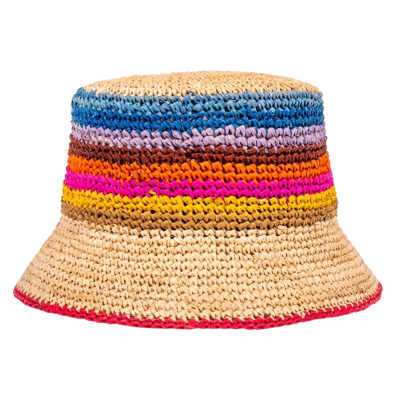 Stripes - raffia bucket hat
