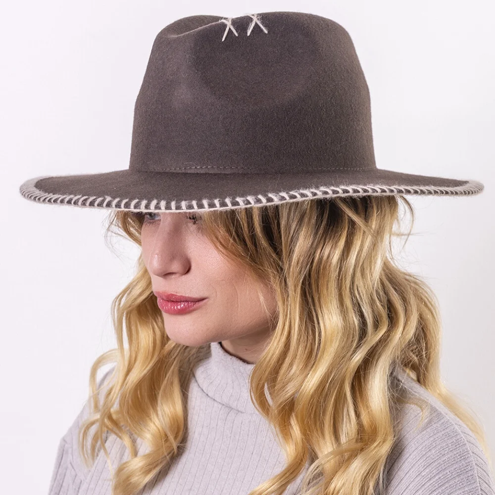 Chapeau feutre bord large CROCHET