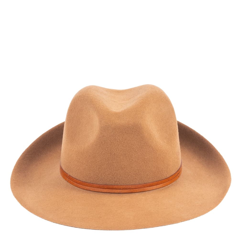 Felt fedora hat, leather strop, non stitched brim