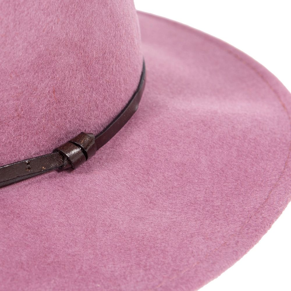 Felt fedora hat leather strop, stitched brim