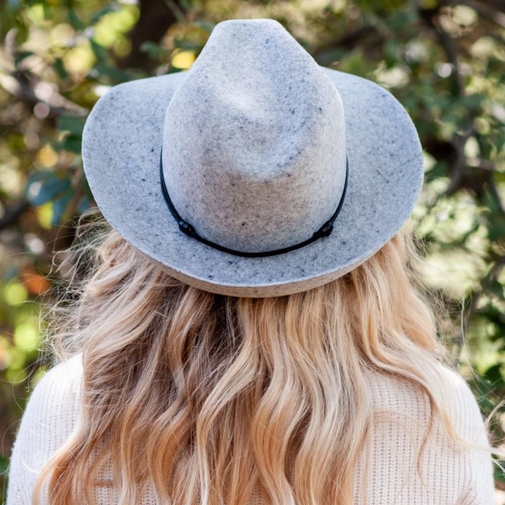 Felt fedora hat, leather strop, non stitched brim