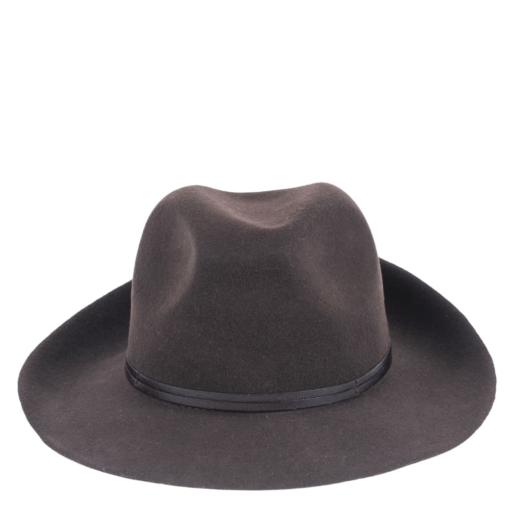 Felt fedora hat, leather strop, non stitched brim