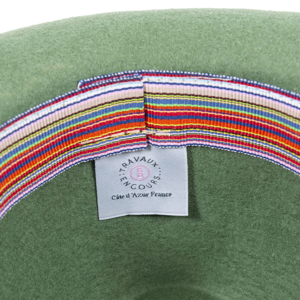 Chapeau feutre lien cuir & tricot