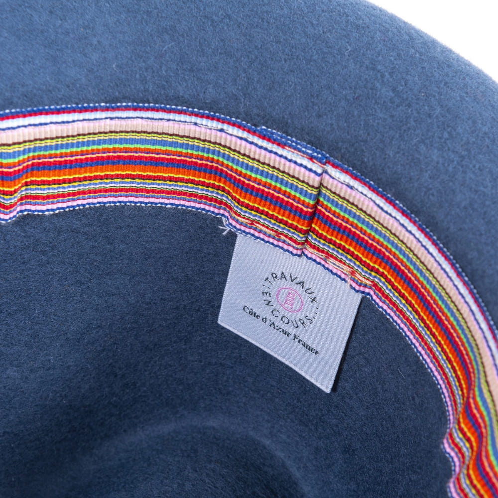 Felt fedora hat, leather strop, non stitched brim