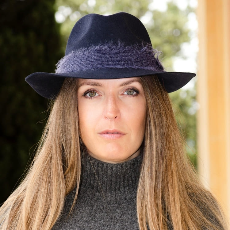 felt fedora hat, mohair ribbon