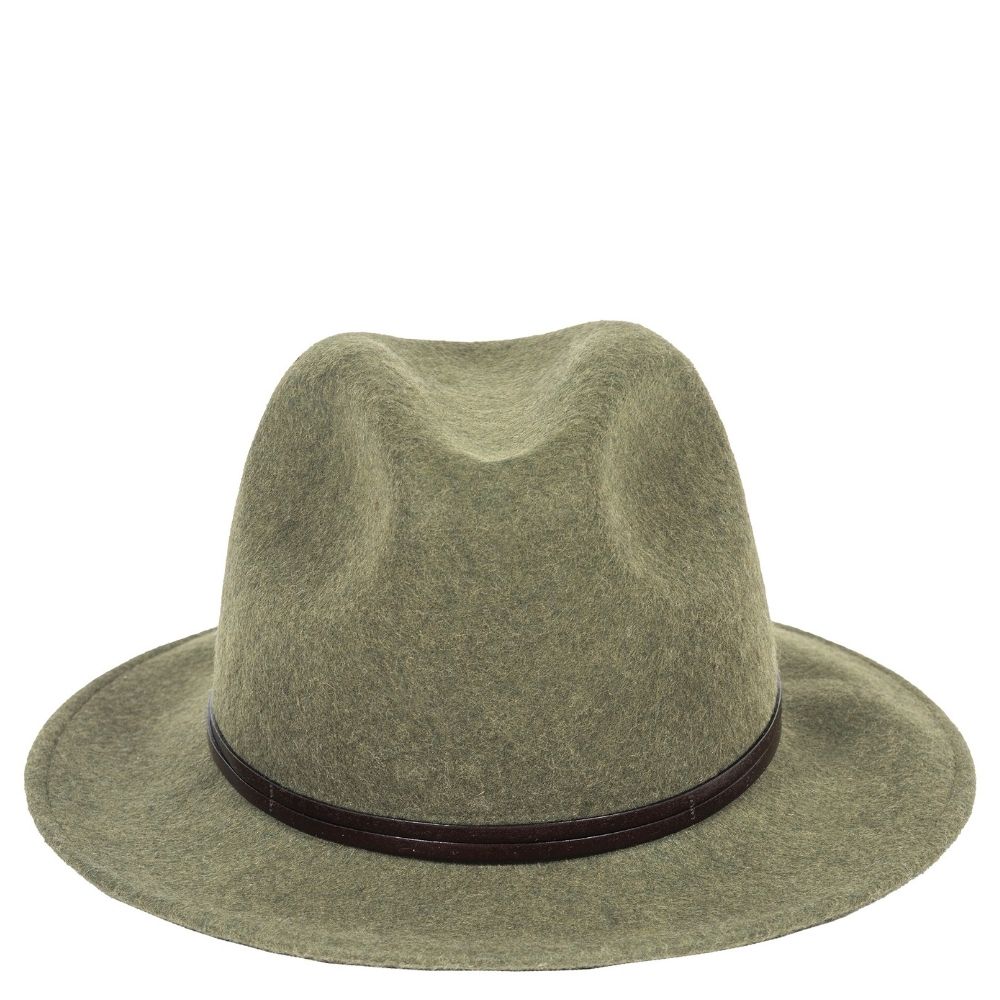 Felt fedora hat leather strop, stitched brim