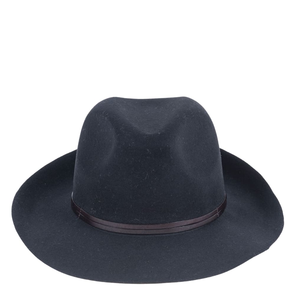 Felt fedora hat, leather strop, non stitched brim