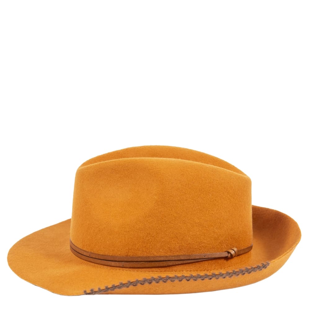 Chapeau feutre lien cuir & tricot