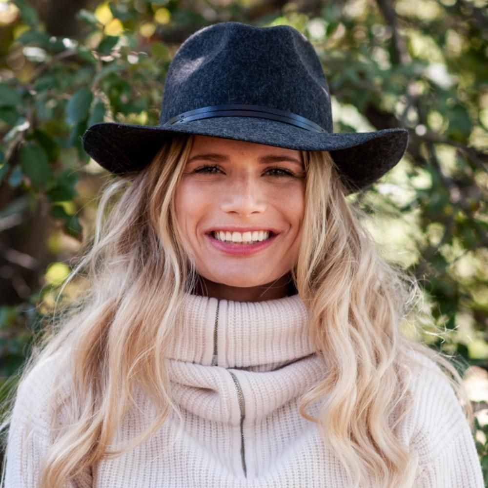 Felt fedora hat, leather strop, non stitched brim