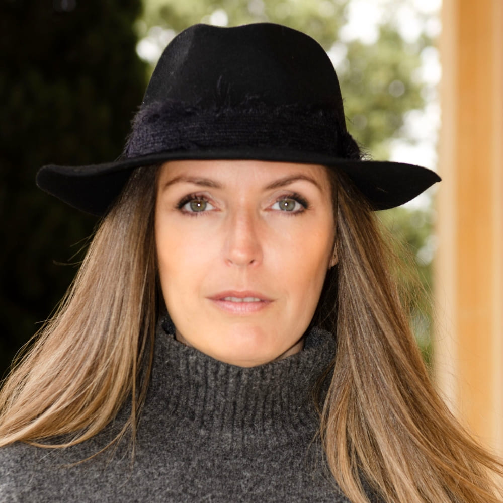 felt fedora hat, mohair ribbon