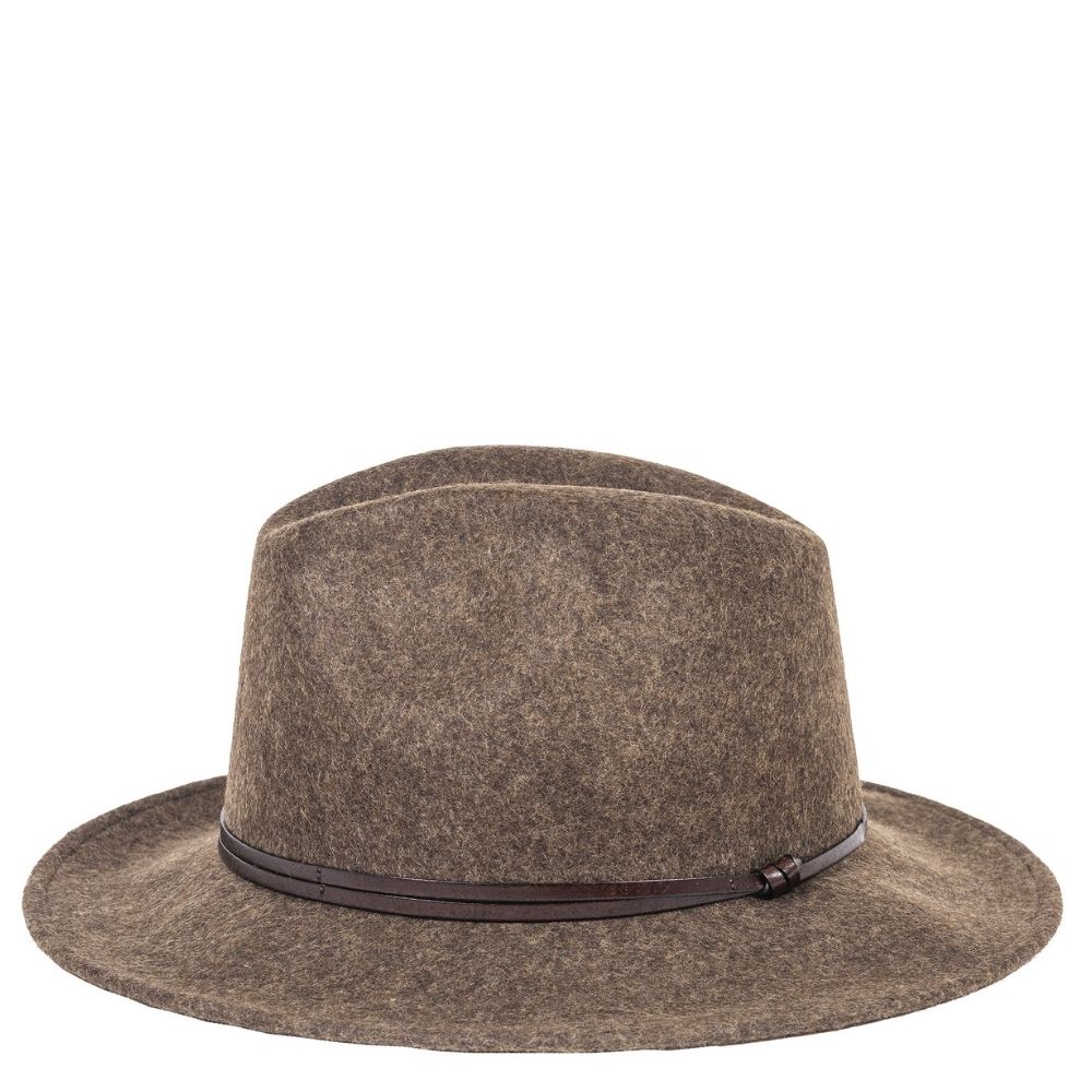 Felt fedora hat leather strop, stitched brim