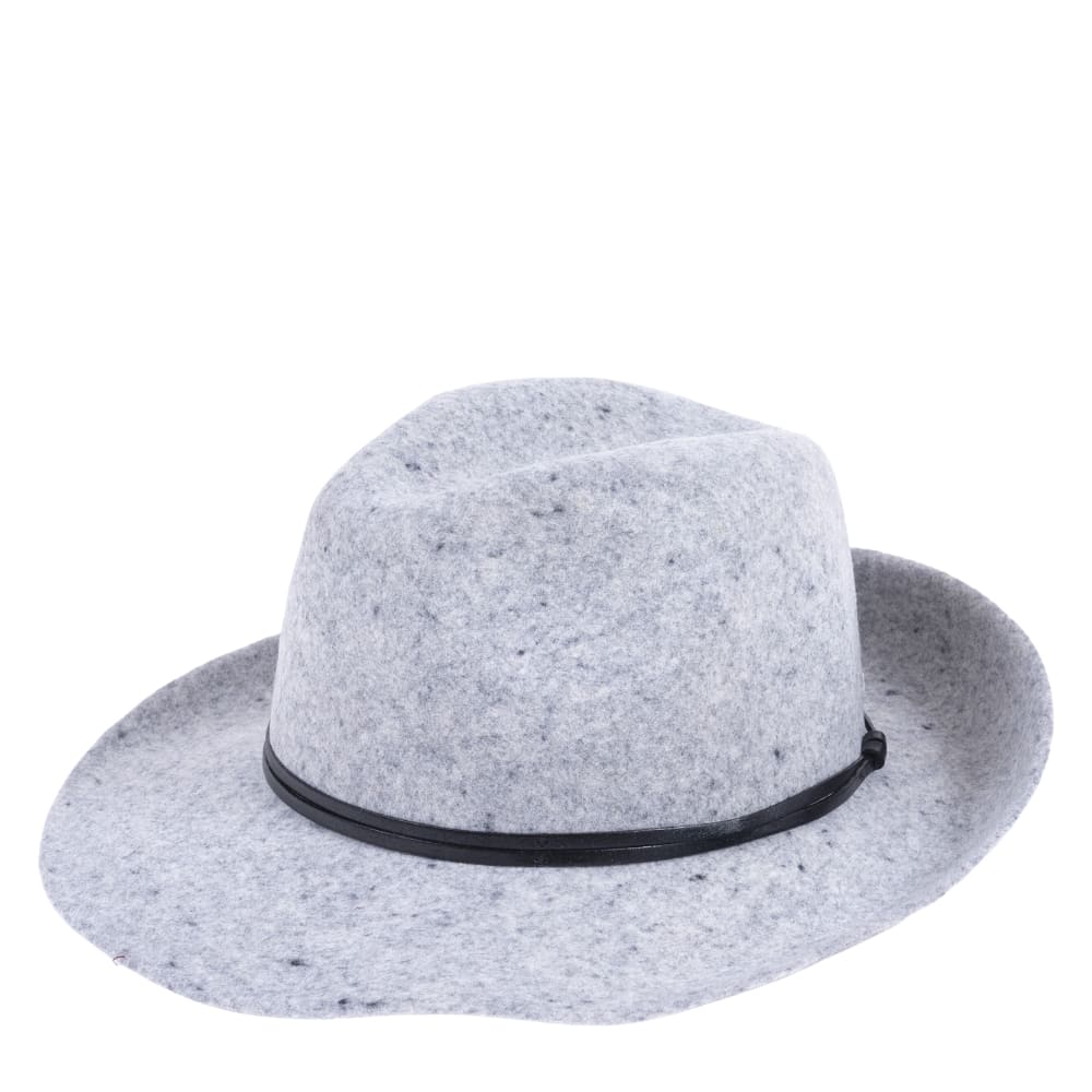 Felt fedora hat, leather strop, non stitched brim