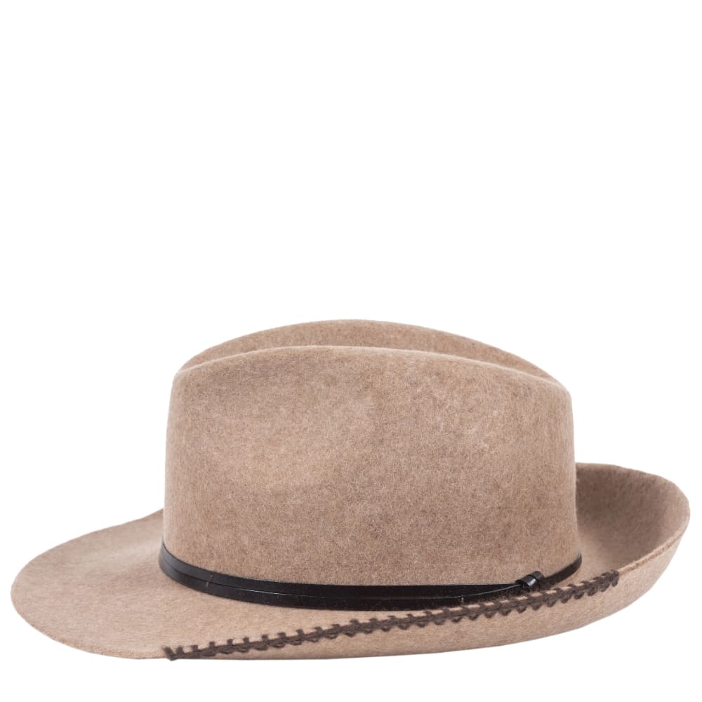 Chapeau feutre lien cuir & tricot