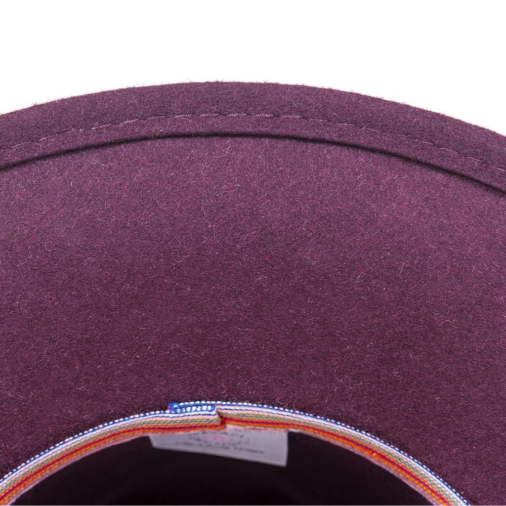 Felt fedora hat leather strop, stitched brim