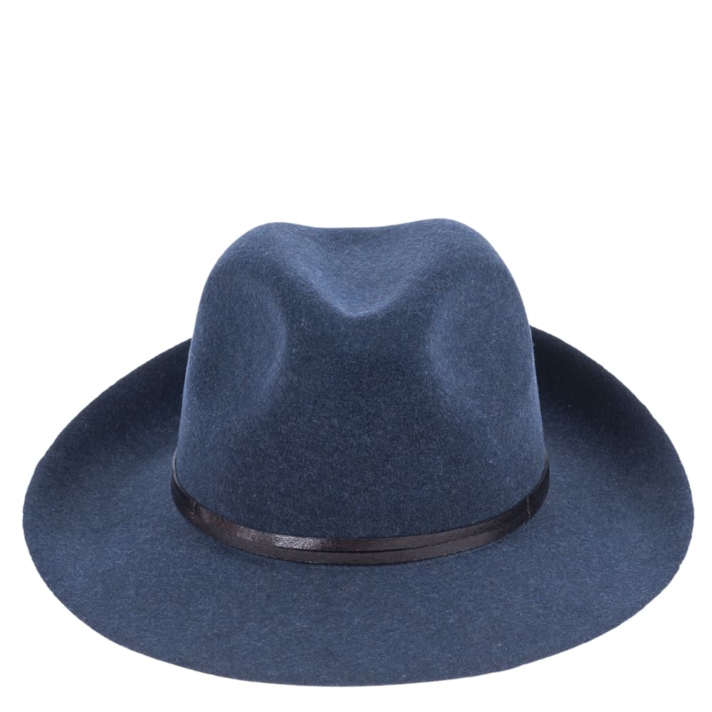 Felt fedora hat, leather strop, non stitched brim