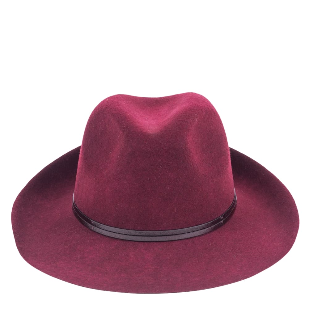 Felt fedora hat, leather strop, non stitched brim