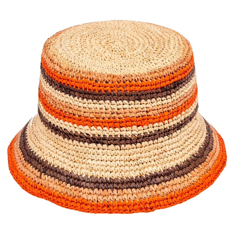 Stripes - raffia bucket hat