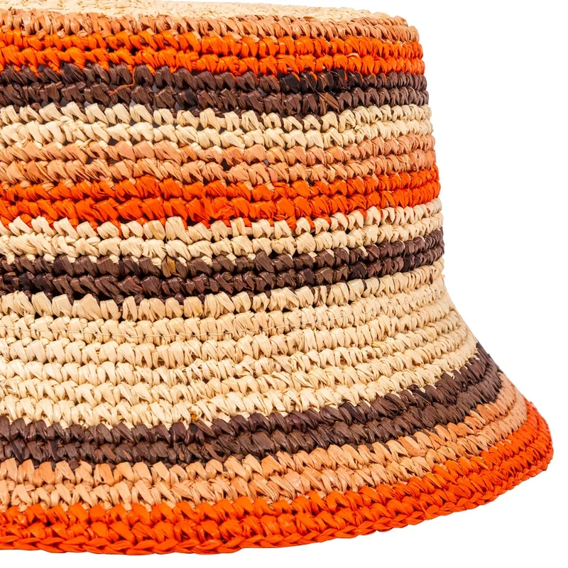 Stripes - raffia bucket hat
