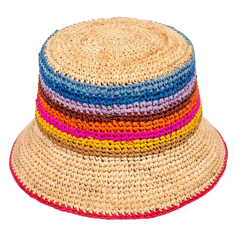 Stripes - raffia bucket hat